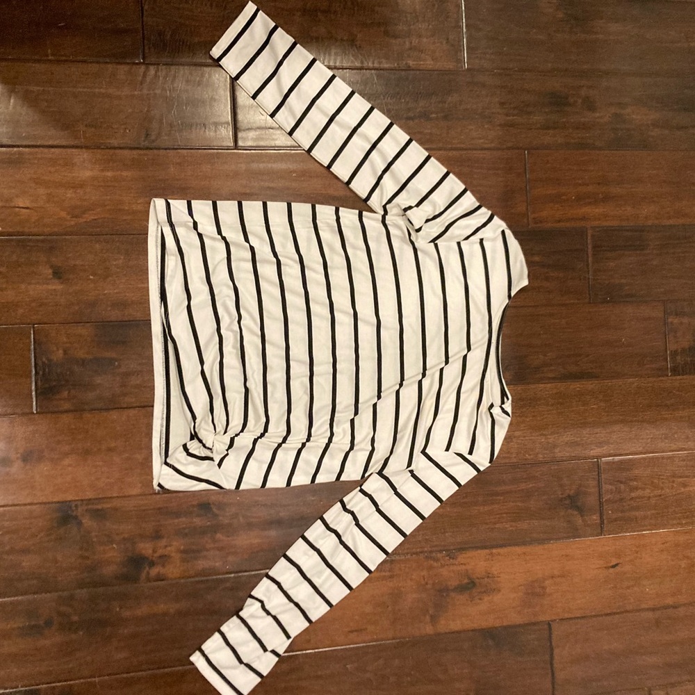 Long sleeve black and white striped shirt